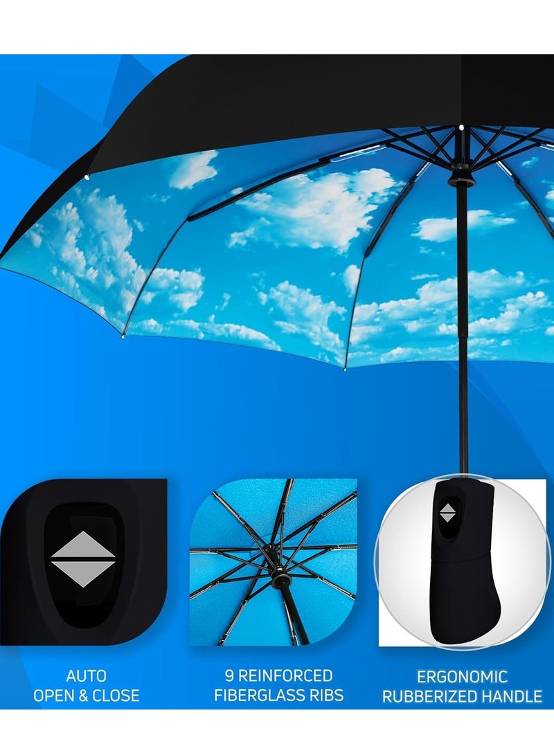 LIMOS UV Travel Umbrella for Sun Protection – Compact Windproof Folding Umbrella with Auto Open/Close, Sun & Rain Protection, 9-Rib Reinforced Canopy, Portable for Adults & Kids - Image 4
