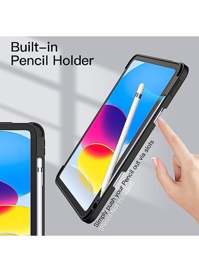 Jetech Case For Ipad 10 10.9 Inch 2022 Model 10Th Generation With Pencil Holder Clear Transparent Back Shell Slim Stand Shockproof Tablet Cover Auto Wake Sleep Black - Image 4