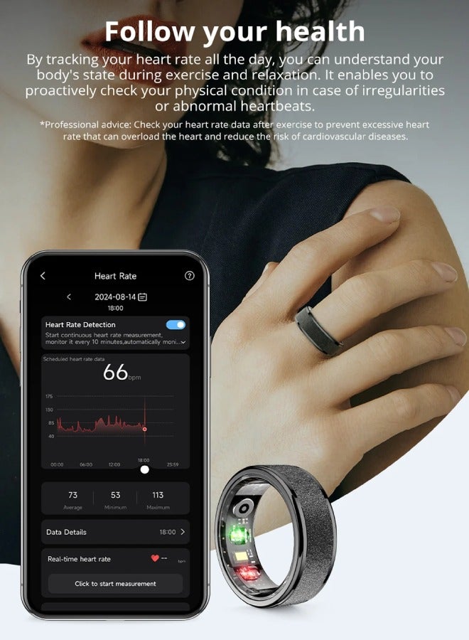 COLMI R10 Smart Ring with Charging Case for Men Women, Health and Sleep Monitor, 5ATM Waterproof Multi-sport Mode - Image 5