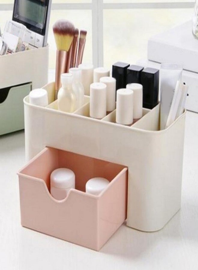 equlup Tabletop Cosmetic Organizer, Spacious Plastic Jewelry Storage Box with Drawer Multicompartment Makeup Display Case for Dressing Table Bathroom - Image 4