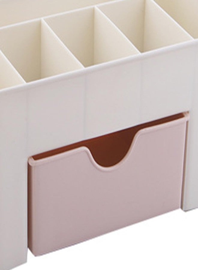 equlup Tabletop Cosmetic Organizer, Spacious Plastic Jewelry Storage Box with Drawer Multicompartment Makeup Display Case for Dressing Table Bathroom - Image 5