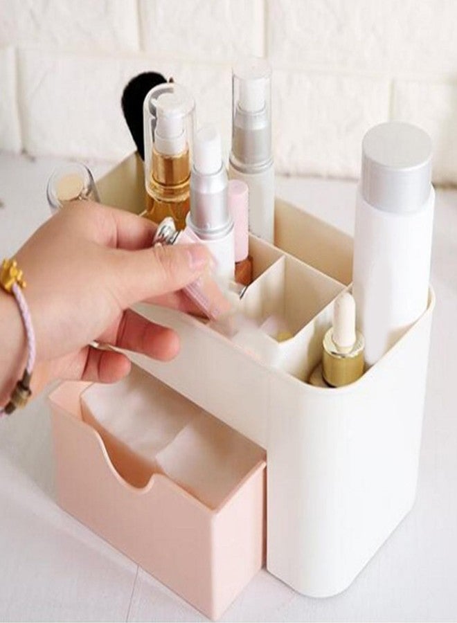 equlup Tabletop Cosmetic Organizer, Spacious Plastic Jewelry Storage Box with Drawer Multicompartment Makeup Display Case for Dressing Table Bathroom - Image 3