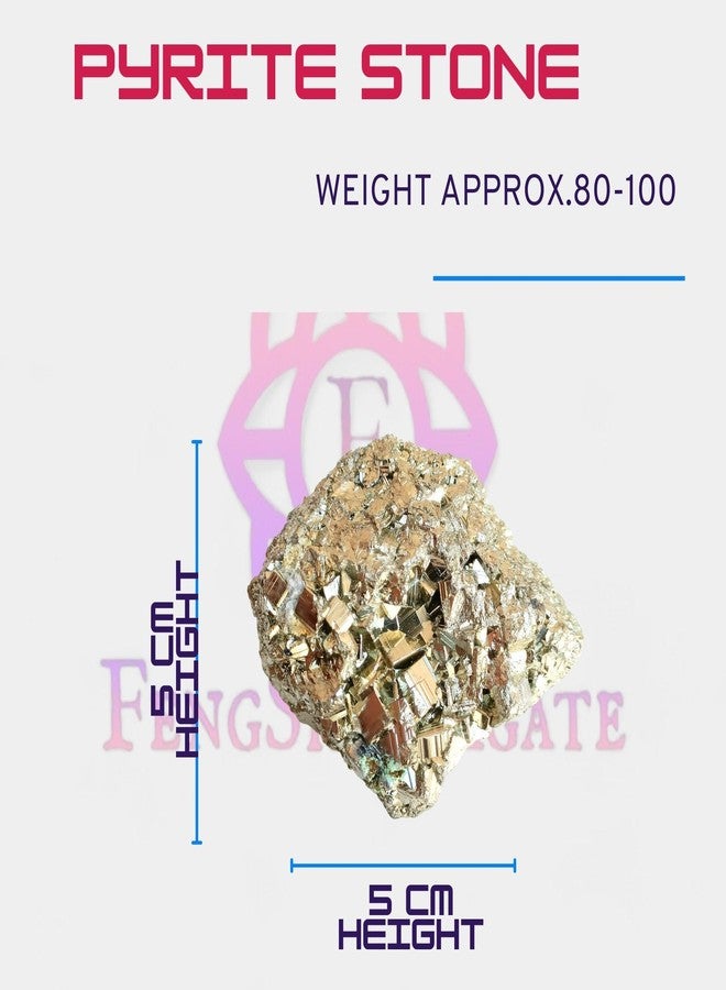 FENGSHUI AGATE حجر العقيق الطبيعي من البيريت، حجر كريستالي للثروة والازدهار والشفاء - معدن الذهب الأحمق الخام للريكي، والفستو، وديكور المنزل، وتنظيف الطاقة (متوفر بأحجام من 40 غرام إلى 1 كيلوغرام) (50 غرام) - Image 2