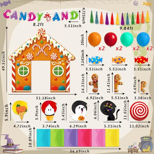 80UncleKimby Trunk or Treat Car Decorations Kit - Halloween Candy Land Theme Decor with Backdrop Banner Balloons Hanging Swirls for SUV Garage Truck Outdoor - Style 2 - Image 3