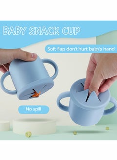 Excefore Toddler Sippy Cup with Lid, Kids Snack Container 2-in-1, Silicone Snack Catcher with Removable Scale, Kids Water Bottle with Straw 8.5 oz (Olive Green)  - Image 3
