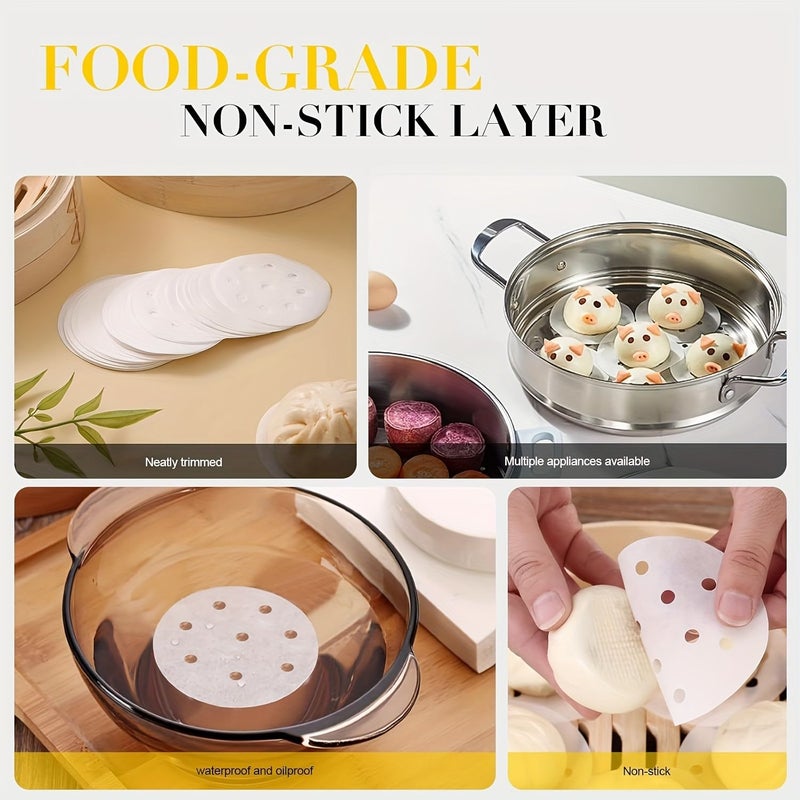 200pcs Non Stick Steamer Liners For Air Fryer And Microwave Round Disposable - Image 4
