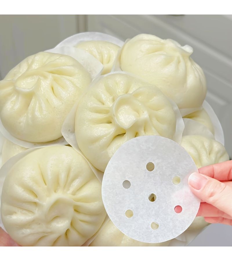 200pcs Non Stick Steamer Liners For Air Fryer And Microwave Round Disposable - Image 1