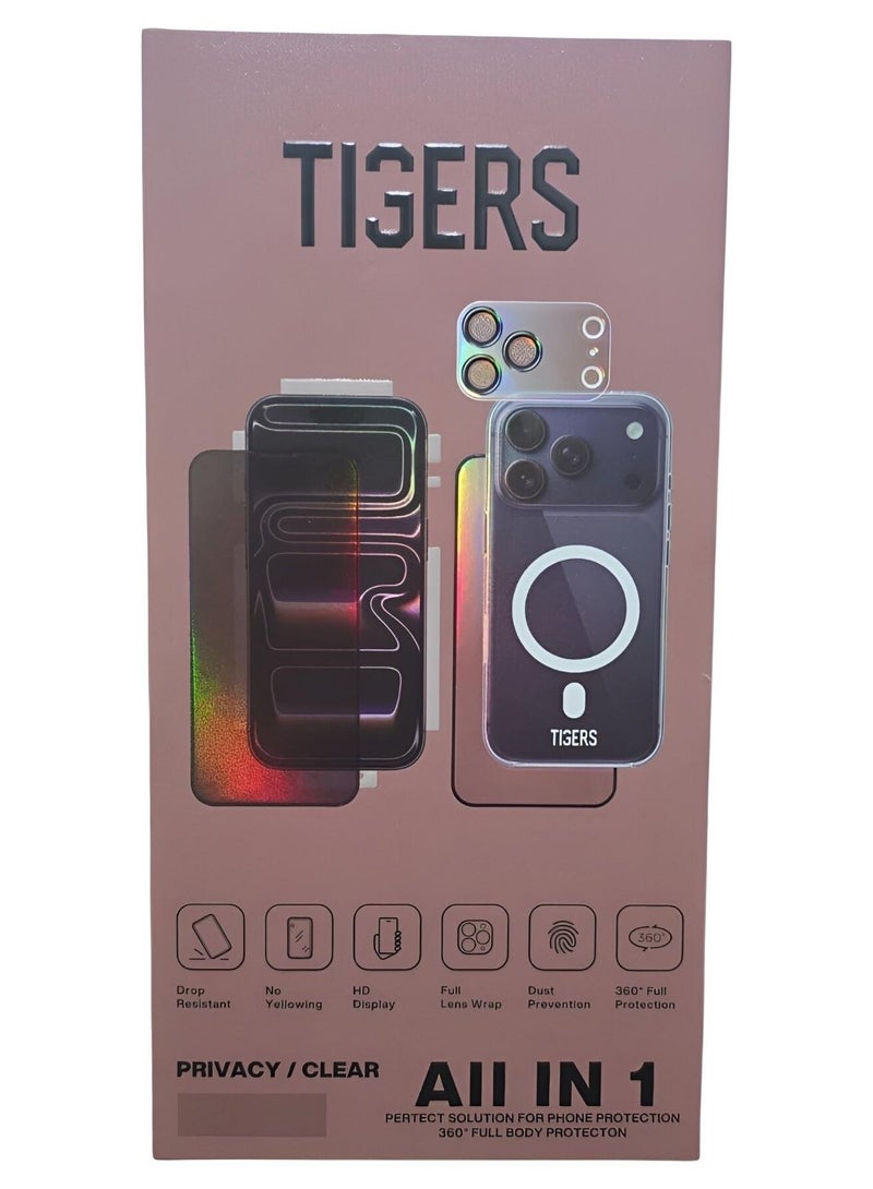 تايجرز بكج الحماية تايجرز المتكاملة 10 في 1 لحماية الجوال بالكامل لهاتف أبل ايفون 17 برو ماكس - Image 1