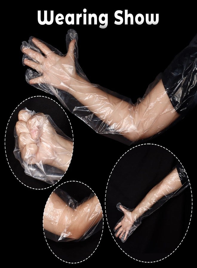 JOLYEAK 50 Pcs Plastic Long Arm Gloves, 35.4 in Veterinary Insemination Glove, Long Shoulder Length Disposable Gloves for Field Dressing Gutting - Image 3