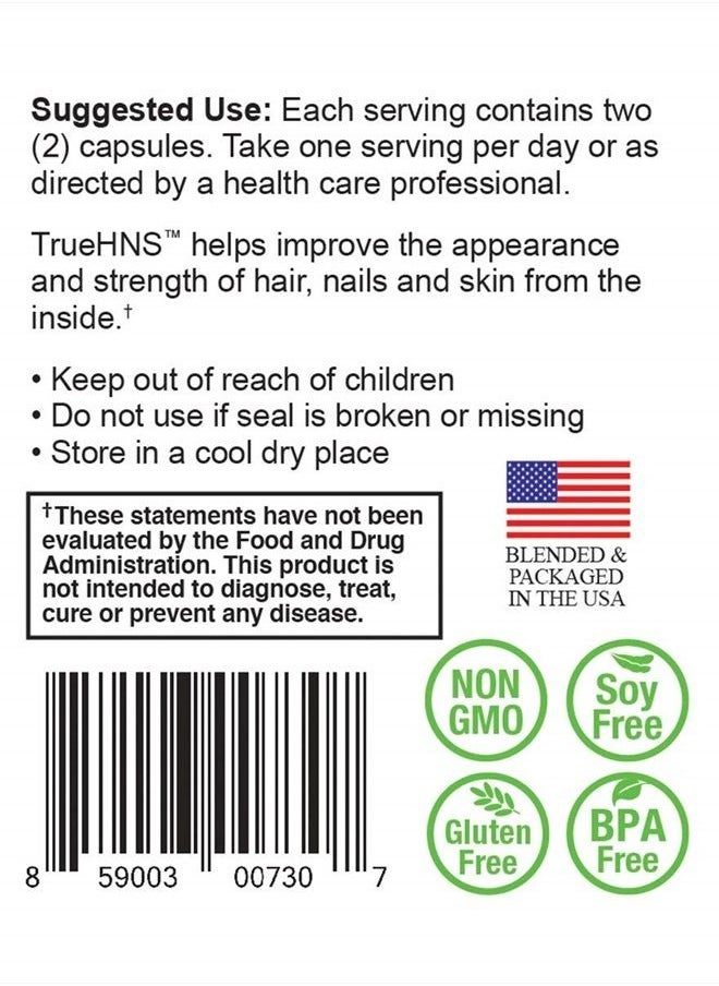 NatureCity True-HNS Hair Skin Nail Cynatine Keratin Supplement - Hair Skin & Nails Support 60 Veggie Capsules (2 Pack)  - Image 4
