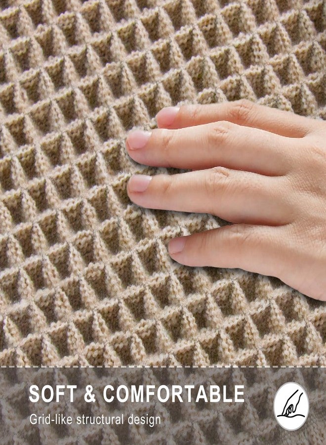 YCTMALL Bathroom Rugs Waffle Bathroom mat Boho Bath mat Super Absorbent Non Slip Bath Rugs, Washable, Ultra Soft Rubber Backed Shower mat, Bath mats for Bathroom Floor, Brown 24x48in - Image 5
