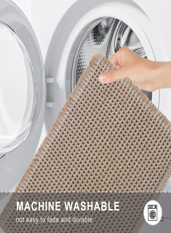 YCTMALL Bathroom Rugs Waffle Bathroom mat Boho Bath mat Super Absorbent Non Slip Bath Rugs, Washable, Ultra Soft Rubber Backed Shower mat, Bath mats for Bathroom Floor, Brown 24x48in - Image 4