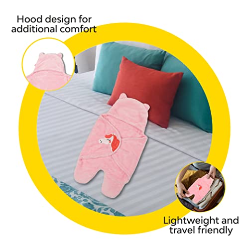 MY NEWBORN by 10 CLUB 3-in-1 Unicorn Hooded Baby Blanket Wrapper with Velcro lock - Set of 2 (White & Pink) | All Season Soft Swaddle for New Born Baby | Soft Skin Friendly Baby Wrapper | Baby Blankets Newborn 0-24 Months | Baby Shower Gift - Image 5