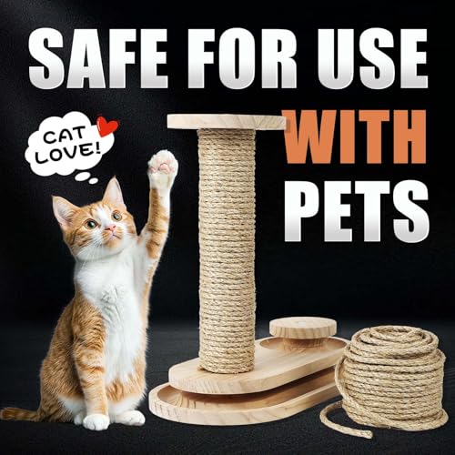 Radix Rope Twisted Sisal Rope 1/4" x 100ft - All Natural Chemical Free, Cat Tree Rope Twine for Scratching Post Repair, Replacement, and Crafts Gardening Home Decorating - Image 4