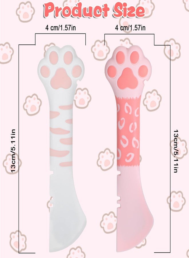 oruola ملاعق طعام القطط من أورولا، قطعتان، ملاعق للقطط للطعام الرطب، فتاحة علب سيليكون لطيفة للحيوانات الأليفة بمقبض على شكل مخلب قطة، ملعقة تقليب طعام الحيوانات الأليفة 5.1 × 1.57 بوصة، ملاعق خلط للقطط والكلاب، مستلزمات الحيوانات الأليفة - Image 2