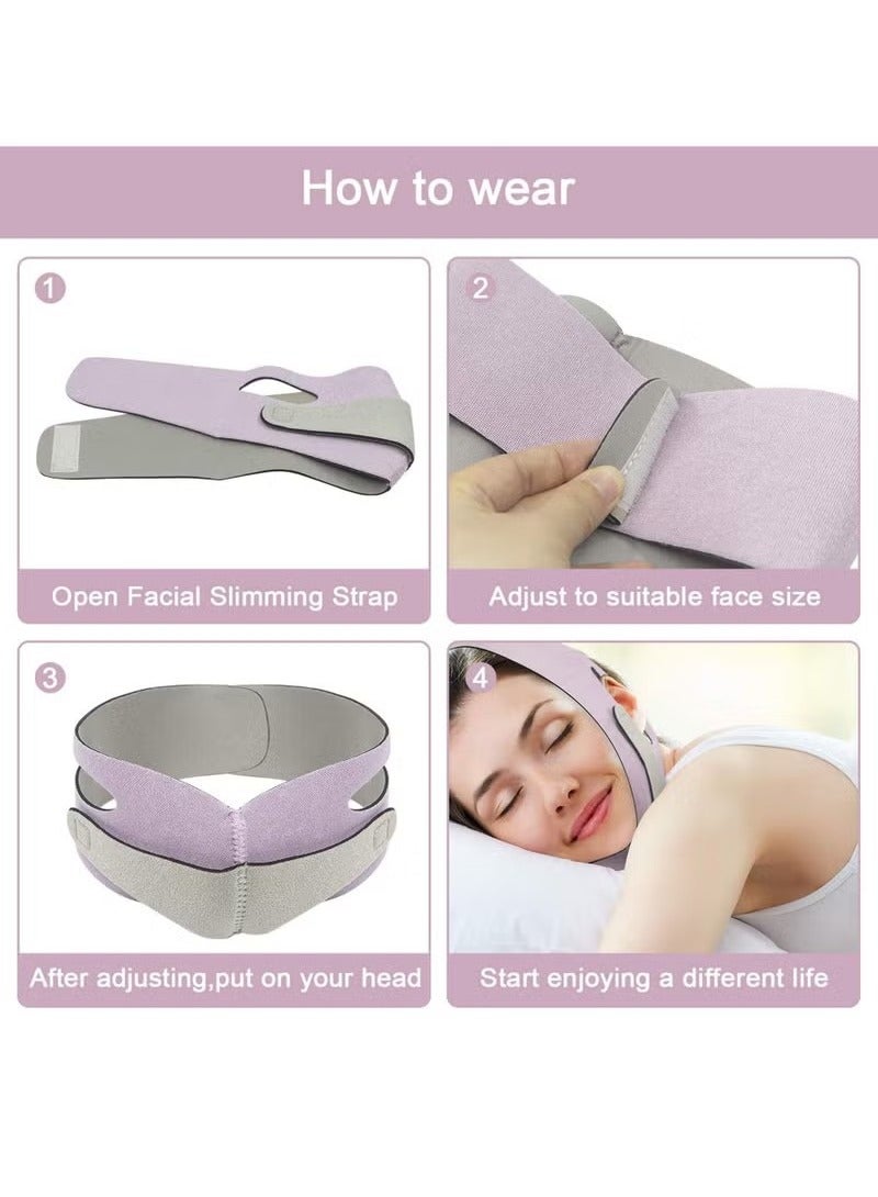 إسكدنيا حزام تنحيف الوجه القابل لإعادة الاستخدام، حزام رفع الذقن والخد على شكل حرف V بدون ألم، حزام تشكيل الوجه، لمكافحة التجاعيد ومكافحة الشيخوخة وتقليل الذقن المزدوجة ومكافحة الشخير - Image 2