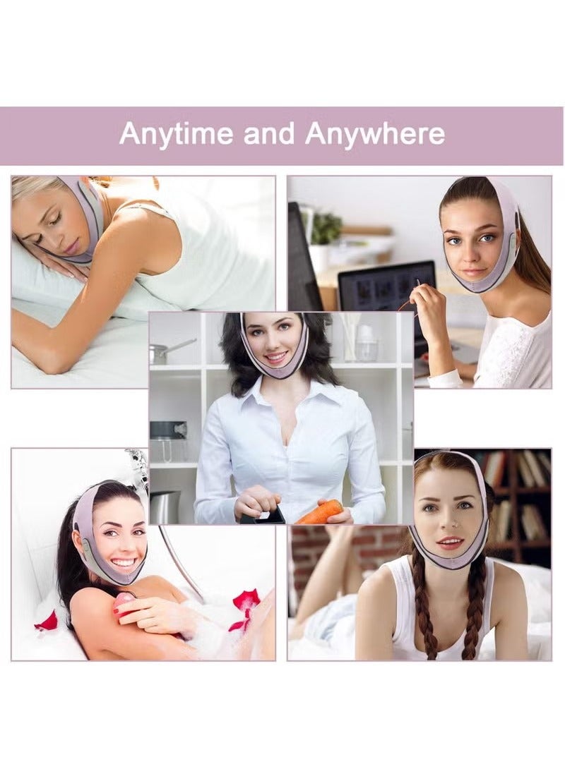إسكدنيا حزام تنحيف الوجه القابل لإعادة الاستخدام، حزام رفع الذقن والخد على شكل حرف V بدون ألم، حزام تشكيل الوجه، لمكافحة التجاعيد ومكافحة الشيخوخة وتقليل الذقن المزدوجة ومكافحة الشخير - Image 3