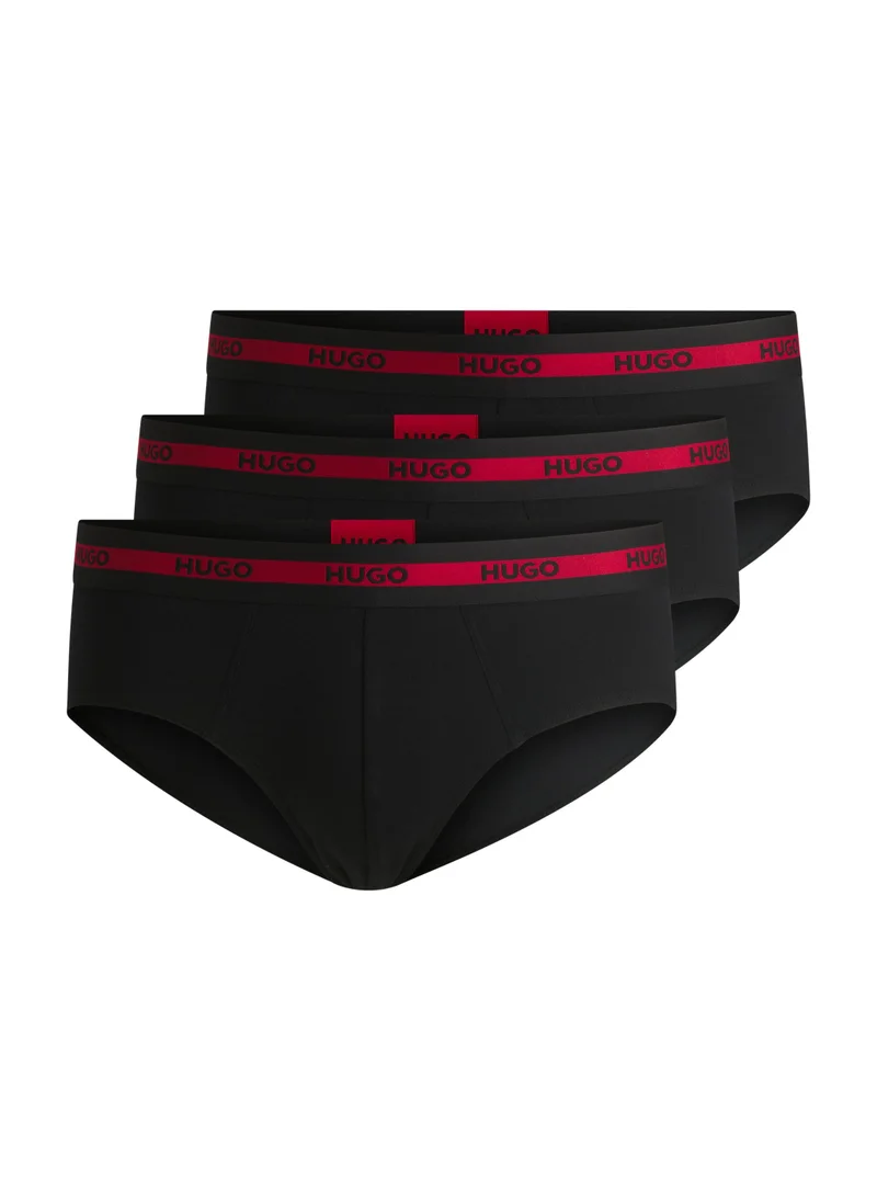 HUGO Three-pack of stretch-cotton briefs with logo waistbands