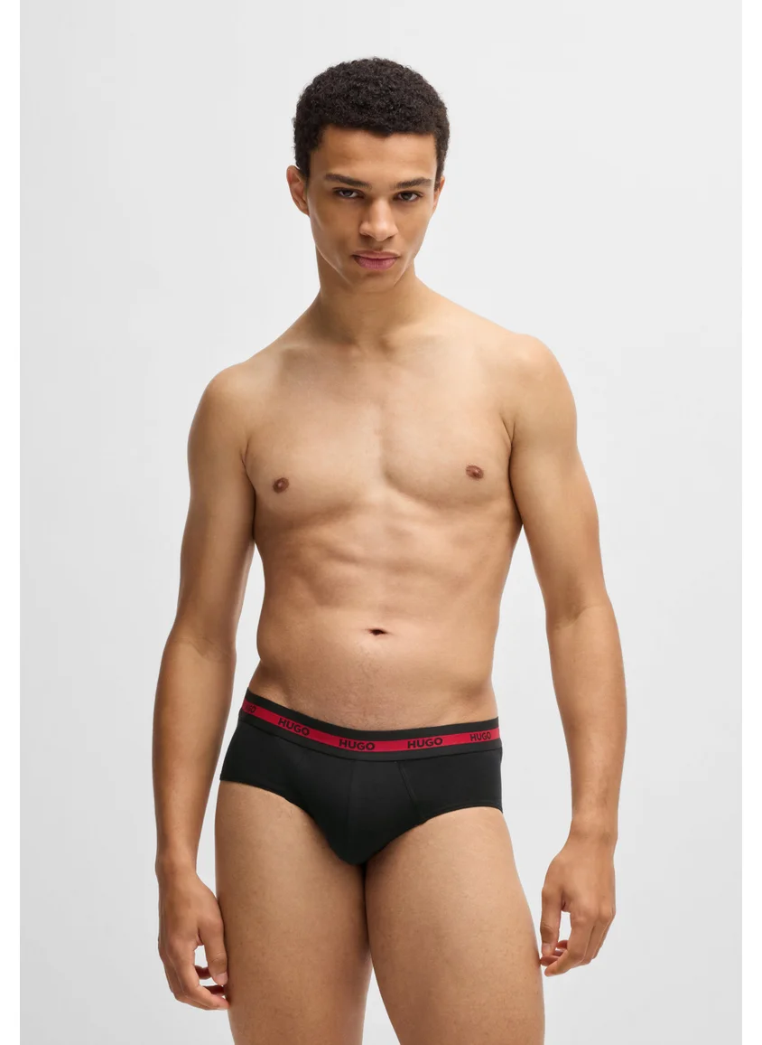هوجو Three-pack of stretch-cotton briefs with logo waistbands