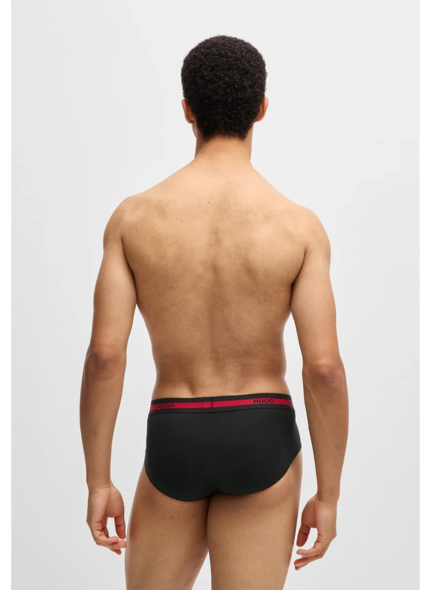 هوجو Three-pack of stretch-cotton briefs with logo waistbands