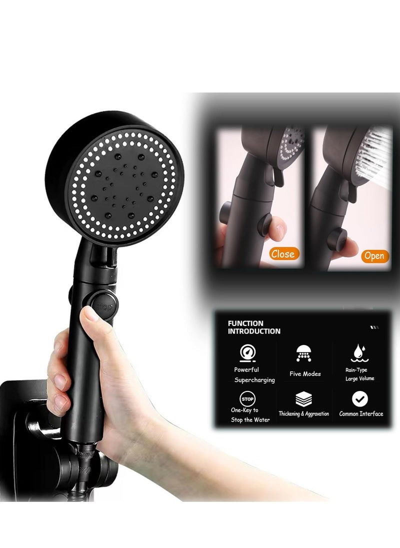 Generic - High Pressure Water Saving Adjustable Shower Head (Black) - Image 1