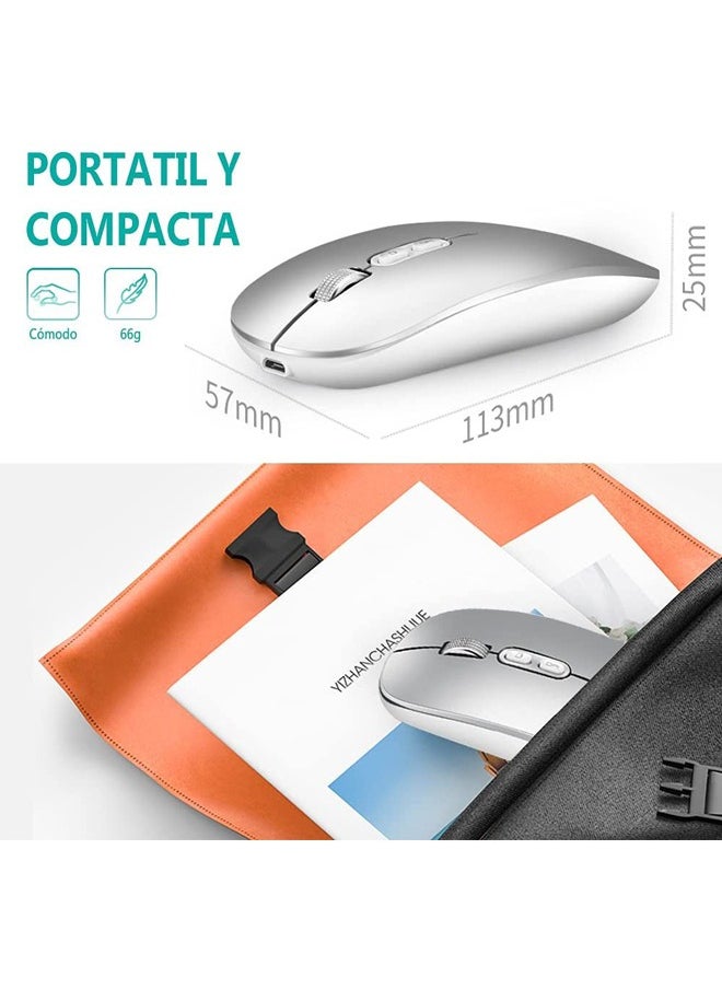 Rock Pow - Wireless Mouse Wireless Mini Rechargeable Mouse 2.4GHz Silent Optical Wireless Mouse Quiet Click with USB Receiver and Type-c Adapter 3 Adjustable DPI(800/1200/1600) Mouse for Laptop PC Mac iPad - Image 1