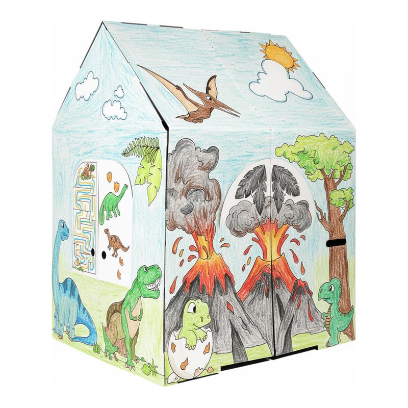 Easy Playhouse Cardboard Dinosaur House  Kids Art  Craft for Indoor  Outdoor Fun Color Dino Species 32inchesX265inchesX405inches - Image 2