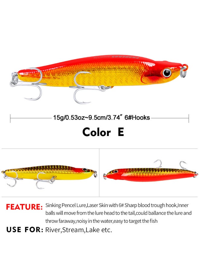 Laser Luya Bait Long-cast Submerged Pencil 10cm/15g Three Hooks Luya Fake Bait Fishing Gear
