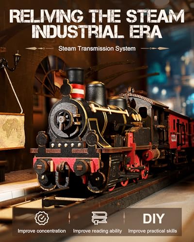 Wowood 3D Puzzles for Adults Steam Train Wooden Model Kits Building Set for Adults DIY Crafts Kits Hobby Creative Gift IdeasSteam Journey405PCS - Image 5