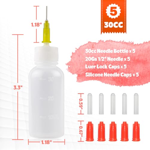 FJNATINH 30cc Needle Tip Glue Squeeze Bottle, Precision Tips Applicator Bottles, 5 Pack - Image 3