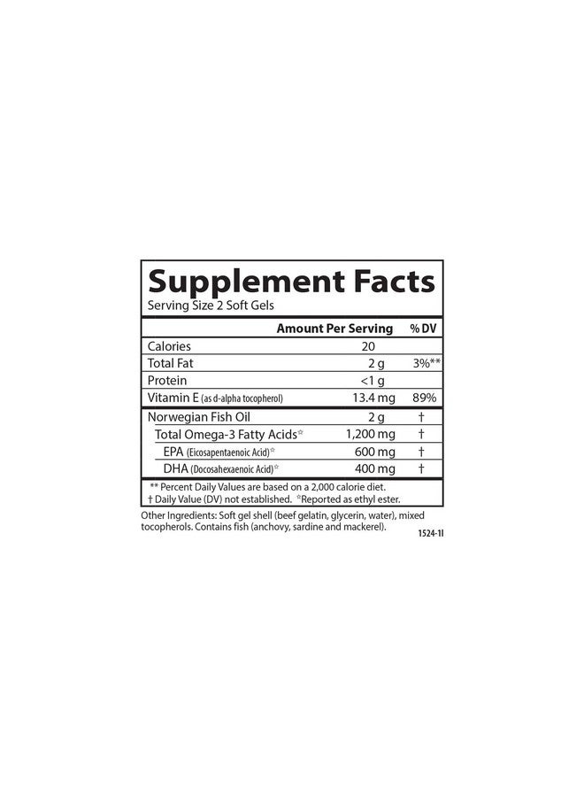 Carlson Super Omega3 Gems 1200 Mg Omega3 Fatty Acids With Epa And Dha Wildcaught Norwegian Fish Oil Omega 3 Supplement Sustainably Sourced Omega 3 Fish Oil 100+30 Softgels - Image 4