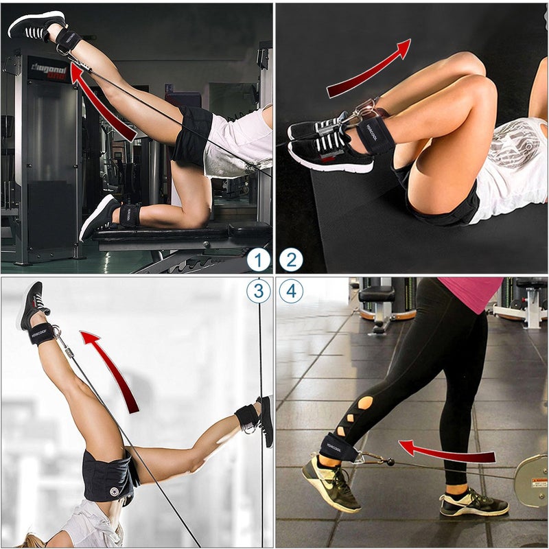VORCOOL 2PCS Ankle Straps for Cable Machines Weightlifting Gym Workout Fitness Double D-Ring Neoprene Padded Ankle Cuffs for Legs, Abs and Glute Exercises Fits for Men&Women with Carry Bag - Image 5