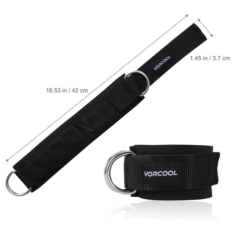 VORCOOL 2PCS Ankle Straps for Cable Machines Weightlifting Gym Workout Fitness Double D-Ring Neoprene Padded Ankle Cuffs for Legs, Abs and Glute Exercises Fits for Men&Women with Carry Bag - Image 4