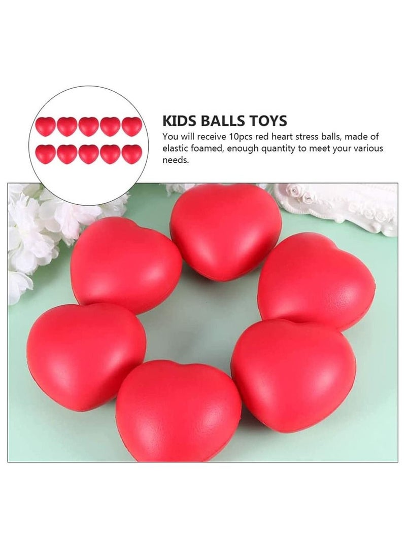SYOSI Heart Stress Balls 10 Pcs Red Hearts Squeeze Stress Ball 7cm Heart Shaped Balls Fun Party Favors for Kids and Adults - Image 2