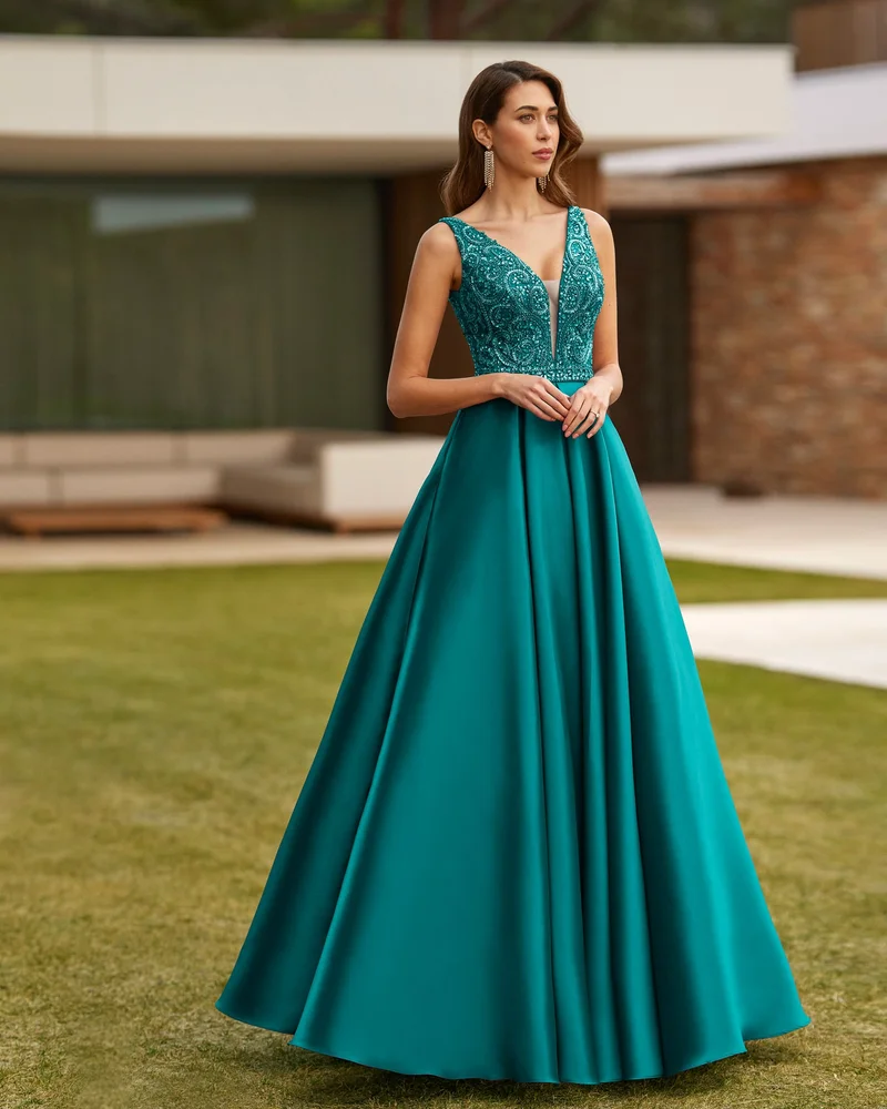 روسا كلارا Marfil Barcelona Mikado And Beadwork Cocktail Dress