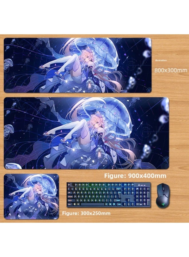 Unlocked Genshin Impact Mouse Pad Extra Large Animation Kamisato Ayaka Thunder General Two-Dimensional Keyboard Computer Game-Color:80x30cm Thickness 3mm-Pattern:Red Ys67  - Image 1