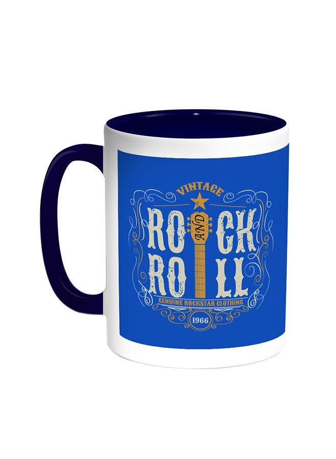 RKN Rock And Roll Printed Coffee Mug Blue White 11 ounce - Image 2