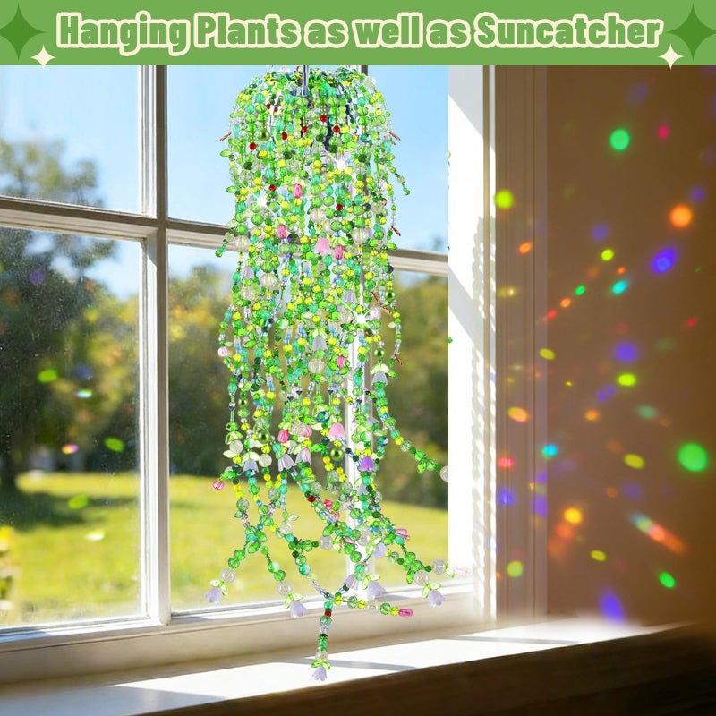 FOGWOWO 5057 Pcs Beaded Plant Kit Forever Plant Kit for Mirror Disco Ball Planter Making,Green Beads for Beaded Plants with Hanging Chain,Green Glass Leaf Beads Forever Plant Beads for Plant Making DIY Craft - Image 5
