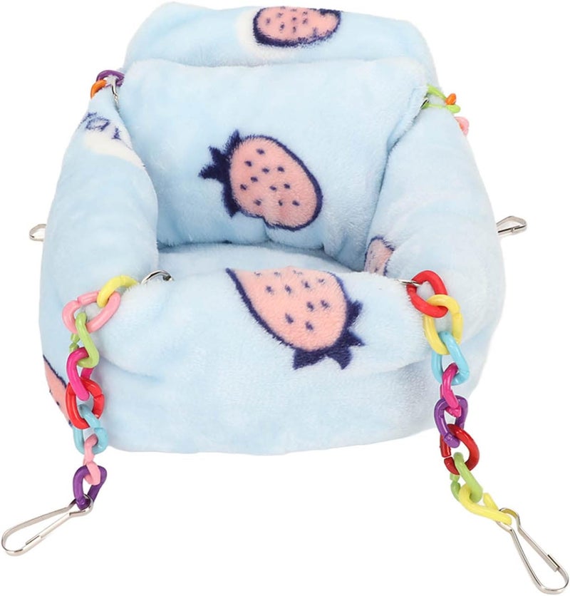 Hamster Hanging Warm Bed, Plush Flannel Hammock with Pillow, Strawberry Pattern - Soft Cozy Comfort, Easy Care, Ideal for Small Pets and Hamsters (M) - Image 5