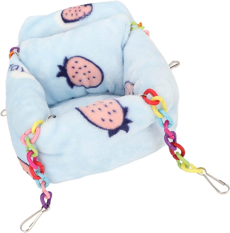 Hamster Hanging Warm Bed, Plush Flannel Hammock with Pillow, Strawberry Pattern - Soft Cozy Comfort, Easy Care, Ideal for Small Pets and Hamsters (M) - Image 4