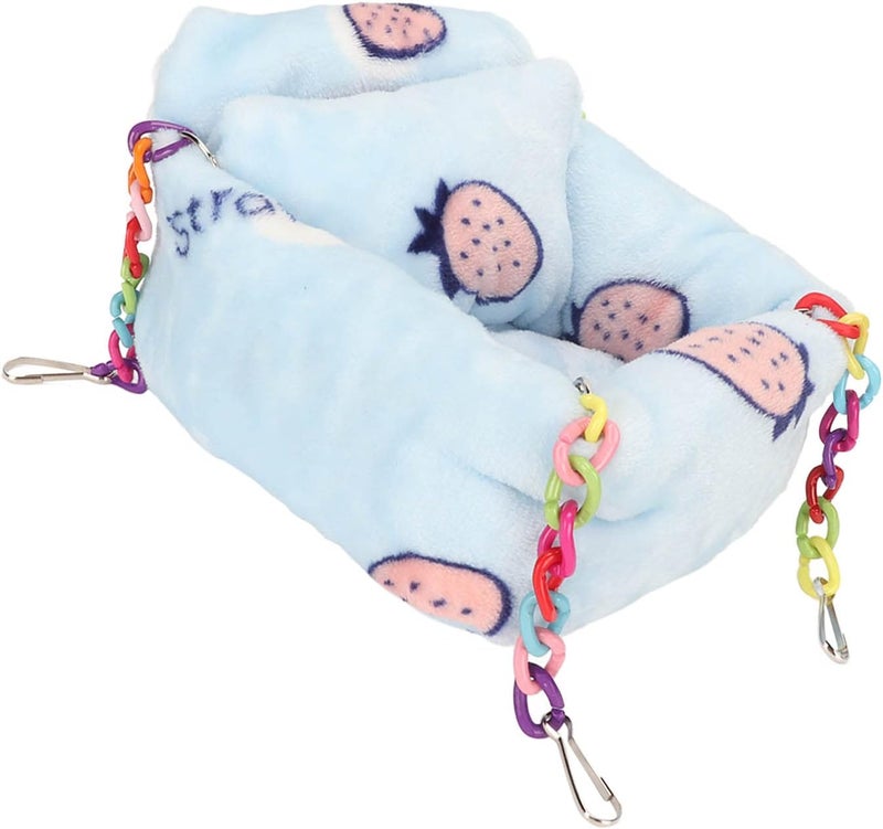 Hamster Hanging Warm Bed, Plush Flannel Hammock with Pillow, Strawberry Pattern - Soft Cozy Comfort, Easy Care, Ideal for Small Pets and Hamsters (M) - Image 2