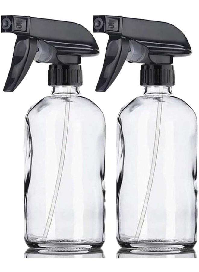 Clear Glass Spray Bottle With Plastic Diffuser 500Ml 7.5X7.5X 17 Cm Set Of 4  Pieces - Image 3