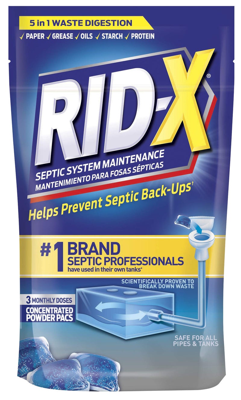 Rid-X Septic System Treatment, Septic Tank Treatment, 3-Monthly Supply Dual Action Septi-Pacs - 3.2 oz - Image 1