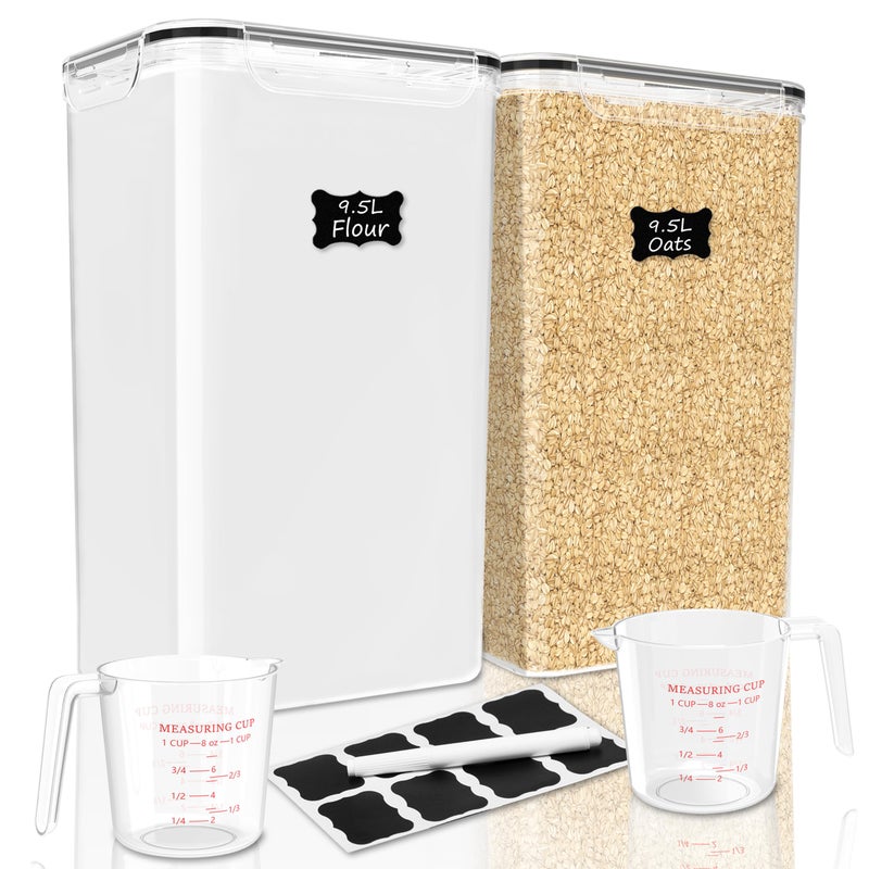 FOOYOO 2 PC Flour Sugar Storage Containers 95L  321 Oz Extra Large Food Storage Containers with Lids  Airtight Leakproof BPA FREE Flour Container for Rice Cereal Sugar
