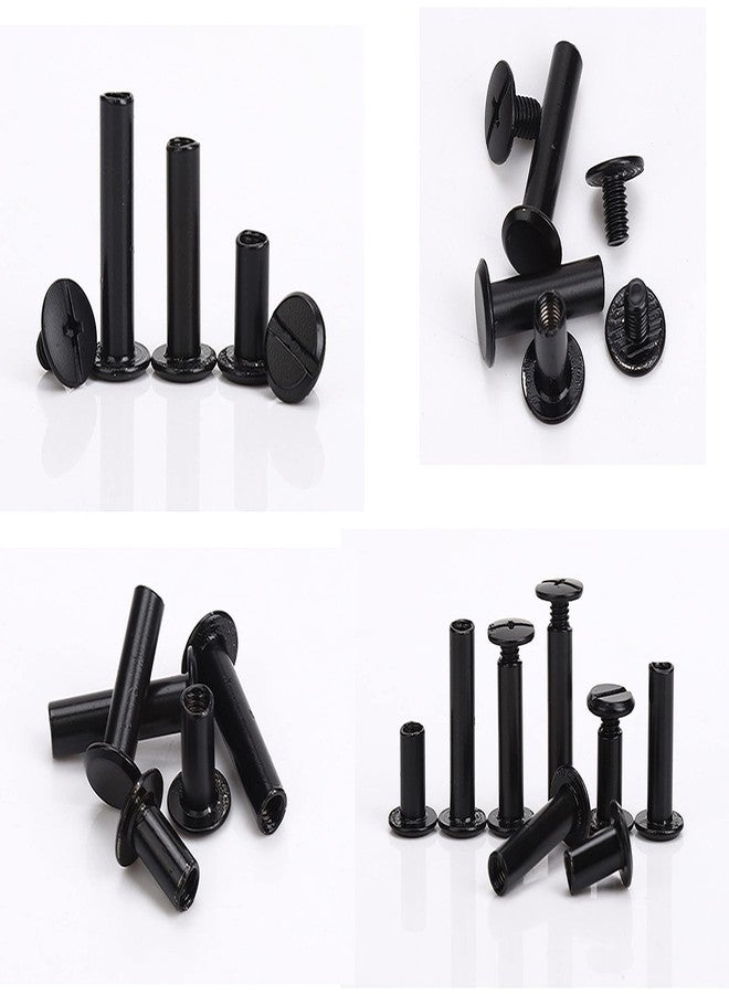LBY 100pcs Chicago Screws Binding Screw Posts,M5 x 10/20/30/40/50mm Book Screws,Binding Barrels and Screws Assortment Kit, for Leather Saddles Purses Belt Repair, Electrophoretic Matt Black - Image 2