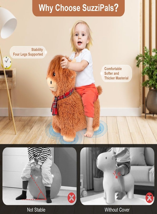 SuzziPals Bouncy Highland Cow Hopper Toys, Inflatable Cow Ride on Bouncer, Indoor Outdoor Highland Cows Plush Bouncy Horse for Toddlers & Kids, Bouncing Animals Toddler Toys, Toddler Gifts - Image 4