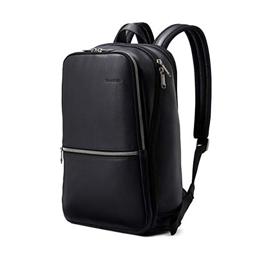 Samsonite Classic Leather Slim Backpack, Black, One Size - Image 1