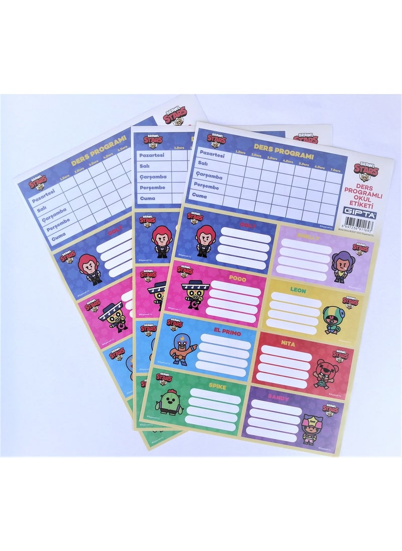 Gıpta Brawl Stars School Labels with Lesson Program 3-pack  - Image 1