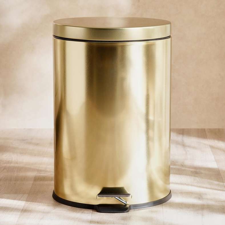 Pan Home سلة مهملات معدنية ذهبية للمنزل - Image 4
