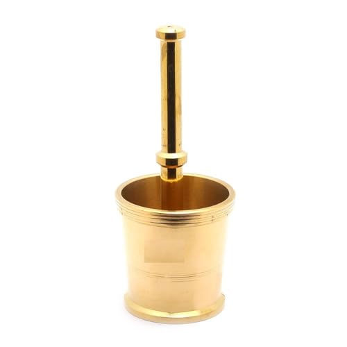 STREET MART Traditional Brass Mortar and Pestle Set, Heavy-Duty Khalbatta Okhli Masher, Kitchen Spice Grinder Size -Small - Image 2